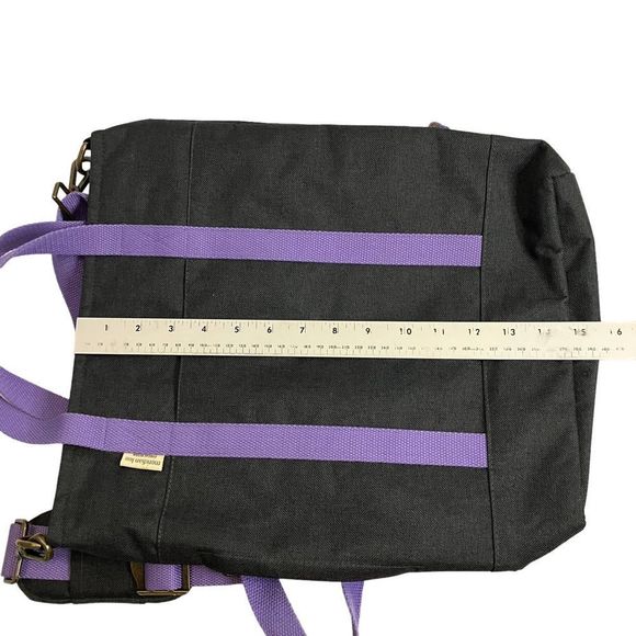Meridian Lee Slate/ Lavender Waxed Canvas Backpack Tote - Picture 9 of 9